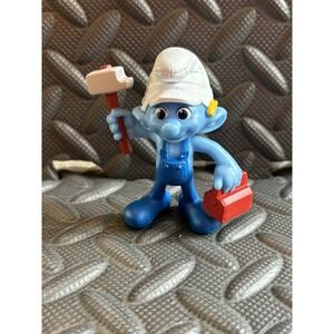 2013 McDonald's SMURFS 2 - HANDY SMURF Figure Happy Meal Toy PVC Hammer Tool Box